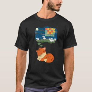 Cinnamon Orange Cat Counting Sheep Dreaming Retro T-Shirt