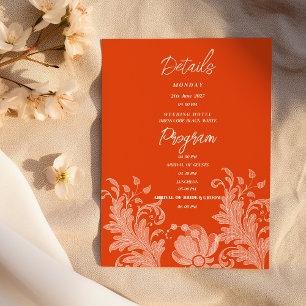 Cinnamon orange white floral lace Details Program