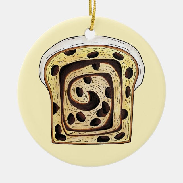 Cinnamon Raisin Bread Loaf Baking Breadmaking Ceramic Ornament (Front)