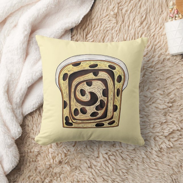 Cinnamon Raisin Bread Loaf Baking Breadmaking Throw Pillow (Blanket)