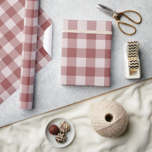 Cinnamon Red Gingham Plaid Wrapping Paper