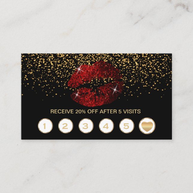 Cinnamon Red Glitter Lips 💋 Loyalty on Black Card (Front)