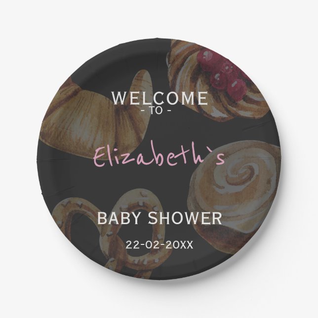 Cinnamon Roll Baby Shower Paper Plate (Front)