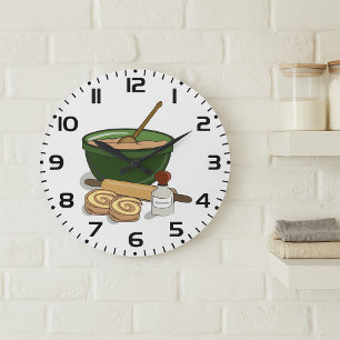 Cinnamon Roll Baking Ingredients Cozy Kitchen  Large Clock