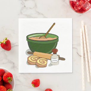 Cinnamon Roll Baking Ingredients Cozy Kitchen Napkin
