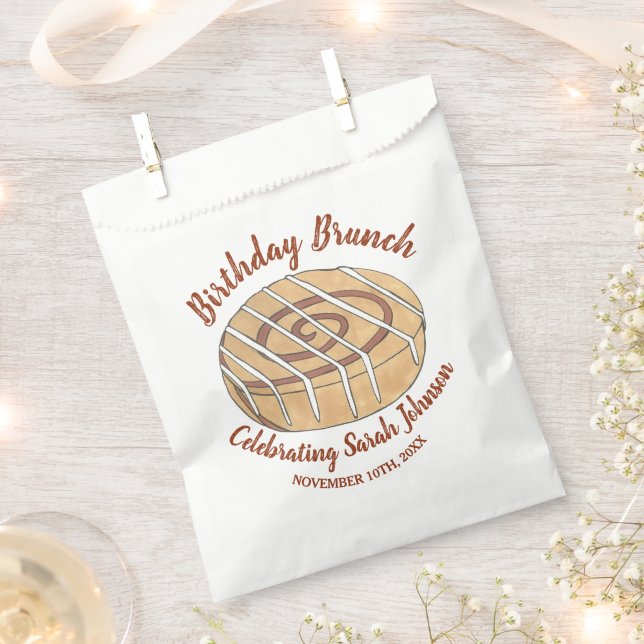 Cinnamon Roll Bun Pastry Birthday Party Brunch Favour Bag (Clipped)