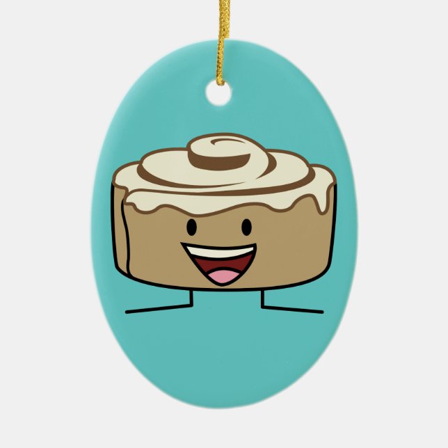 Cinnamon Roll Bun pastry gooey sugar swirl Danish Ceramic Ornament (Front)