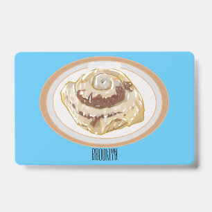 Cinnamon roll cartoon illustration badge
