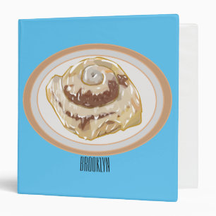 Cinnamon roll cartoon illustration binder