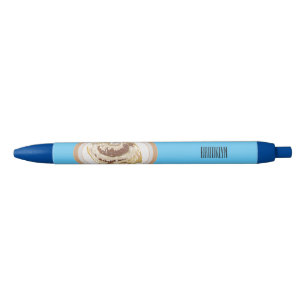 Cinnamon roll cartoon illustration black ink pen