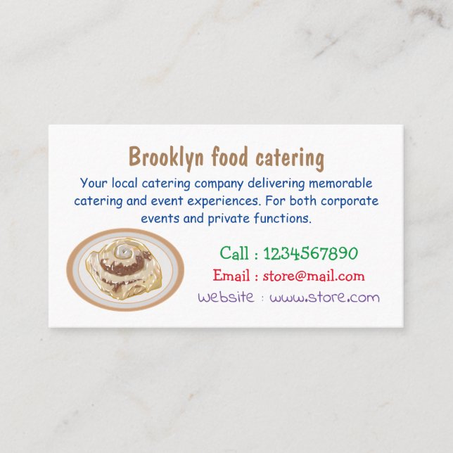 Cinnamon roll cartoon illustration  business card (Front)