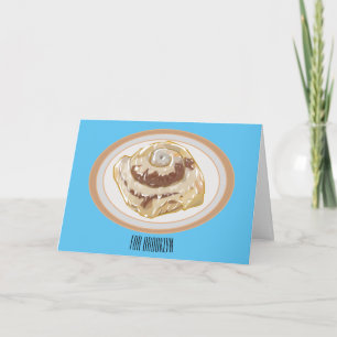 Cinnamon roll cartoon illustration  card