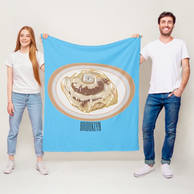 Cinnamon roll cartoon illustration  fleece blanket (In Situ)