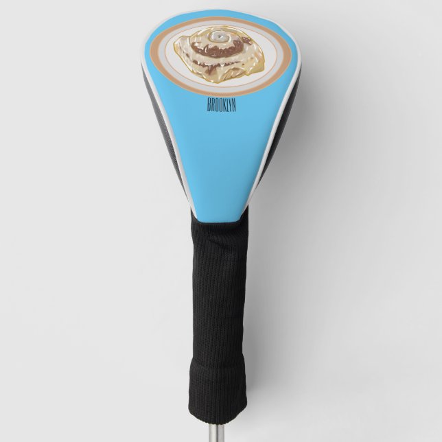 Cinnamon roll cartoon illustration golf head cover (Front)