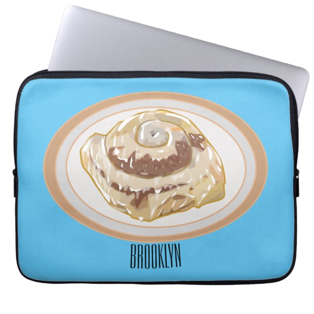 Cinnamon roll cartoon illustration  laptop sleeve (Front)