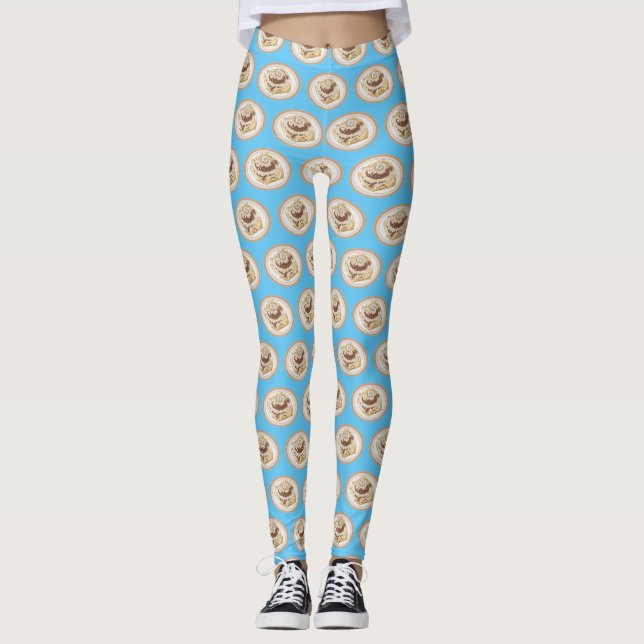 Cinnamon roll cartoon illustration leggings (Front)