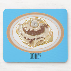 Cinnamon roll cartoon illustration mouse pad