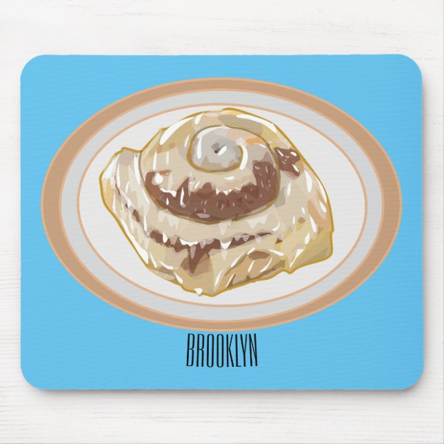 Cinnamon roll cartoon illustration  mouse pad (Front)
