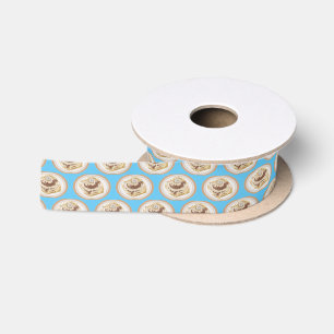 Cinnamon roll cartoon illustration   satin ribbon