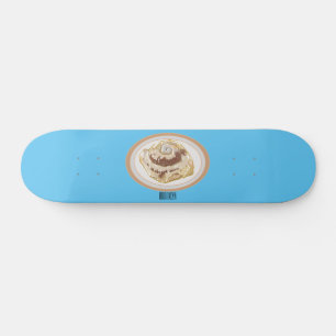 Cinnamon roll cartoon illustration  skateboard