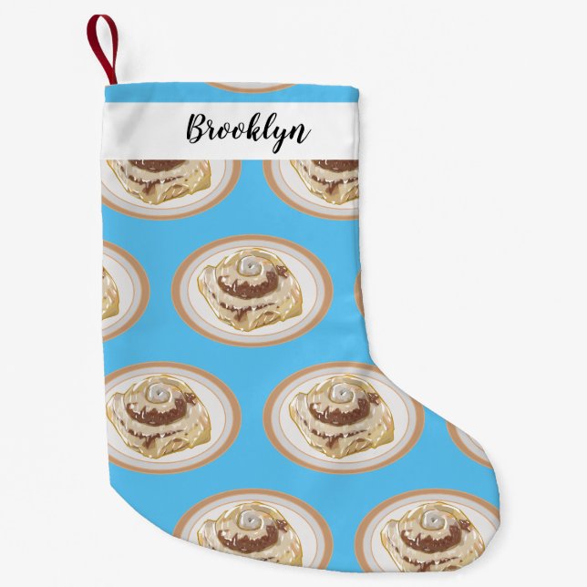 Cinnamon roll cartoon illustration small christmas stocking (Front)