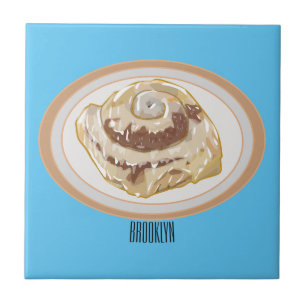 Cinnamon roll cartoon illustration tile