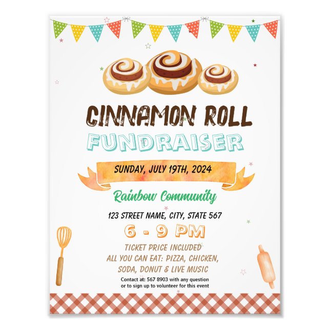 Cinnamon Roll Fundraiser school template  Photo Print (Front)