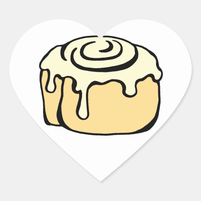 Cinnamon Roll Honey Bun Cartoon Design Heart Sticker (Front)
