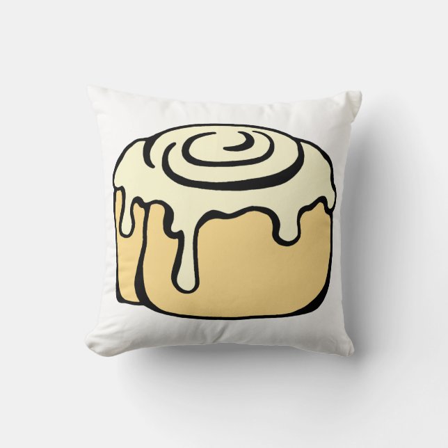 Cinnamon Roll Honey Bun Cute Cartoon Design White Throw Pillow (Front)