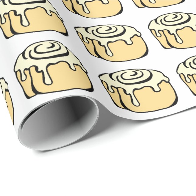 Cinnamon Roll Honey Bun Cute Funny Cartoon Wrapping Paper (Roll Corner)