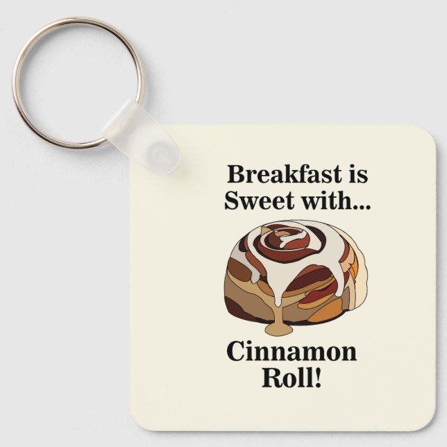 Cinnamon Roll Sweet Bun Breakfast Keychain (Front)