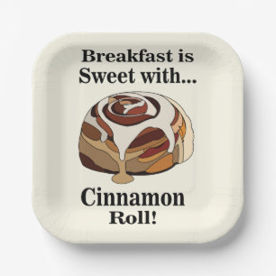 Cinnamon Roll Sweet Bun Breakfast Party Paper Plate