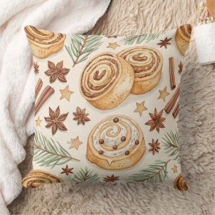 Cinnamon Rolls and Spices - Holiday Baking Throw Pillow