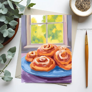 Cinnamon Rolls   Watercolor Bakery Postcard