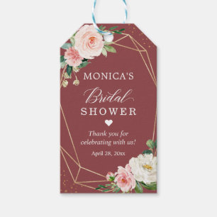Cinnamon Rose Blush Floral Bridal Shower Favour Gift Tags