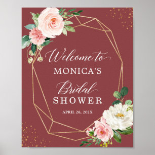 Cinnamon Rose Blush Floral Bridal Shower Sign