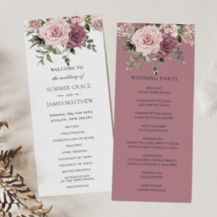 Cinnamon Rose Blush Floral Greenery Boho Wedding Program