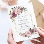Cinnamon Rose Blush Floral Greenery Boho Wedding Save The Date<br><div class="desc">This elegant boho wedding save the date features soft and delicate charm of subtle cinnamon rose and blush pink flowers, adorned by lush greenery. Personalize it with your details easily and quickly, simply press the customise it button to further re-arrange and format the style and placement of the text. (c)...</div>
