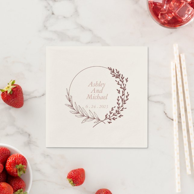 Cinnamon rose elegant personalized wedding napkins (Insitu)