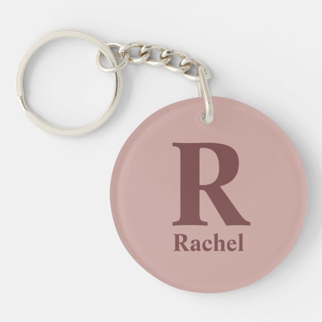 Cinnamon Rose Initial/First/Family Name Keychain (Front)