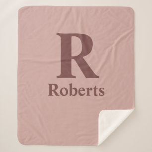 Cinnamon Rose Initial/First/Family Name Sherpa Blanket