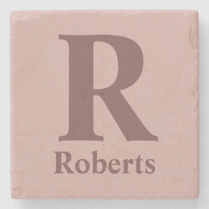 Cinnamon Rose Initial/First/Family Name Stone Coaster