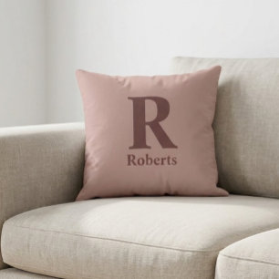 Cinnamon Rose Initial/First/Family Name Throw Pillow