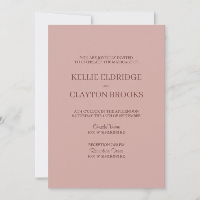 Cinnamon Rose Modern Minimalist Wedding Invitation (Front)