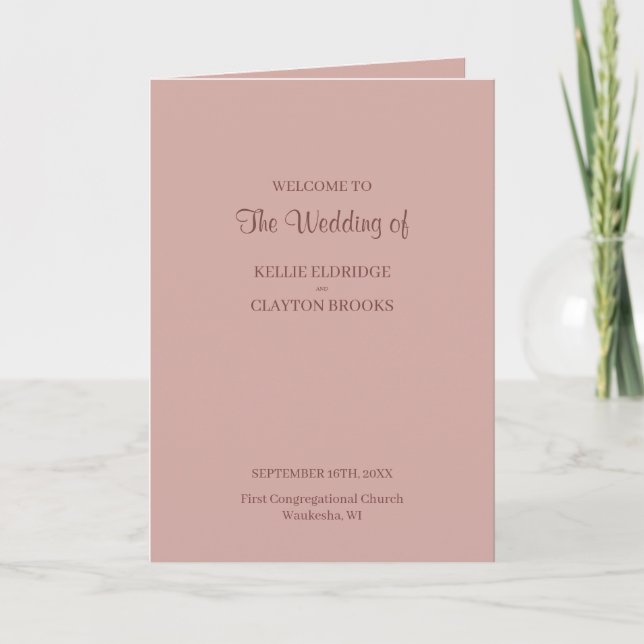 Cinnamon Rose Modern Minimalist Wedding Program (Front)