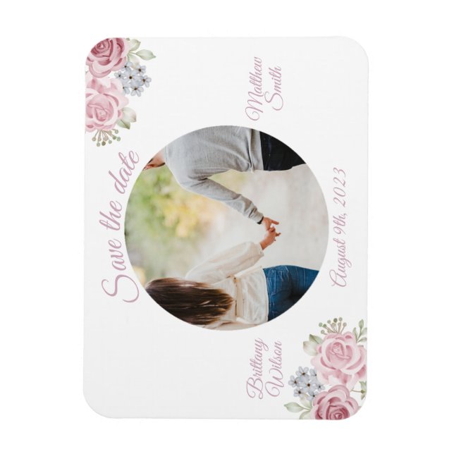 Cinnamon rose save the date wedding magnet (Vertical)