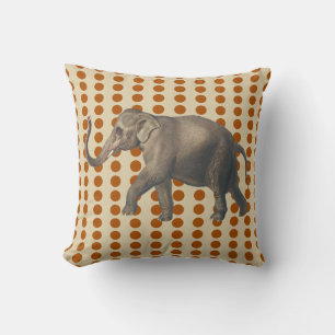 Cinnamon Spice Moods Dots with Elephant Throw Pillow