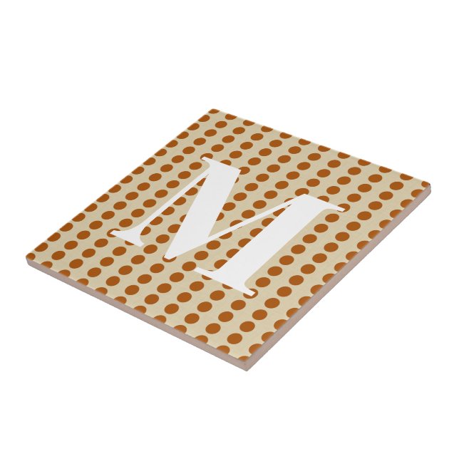 Cinnamon Spice Moods Dots with monogram Tile (Side)