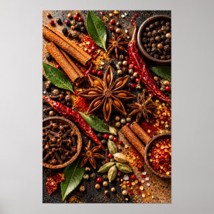 Cinnamon Star Anise and Chili Spice Kitchen Wall A Poster