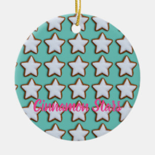 Cinnamon Star Cookies Pattern Christmas and Xmas Ceramic Ornament